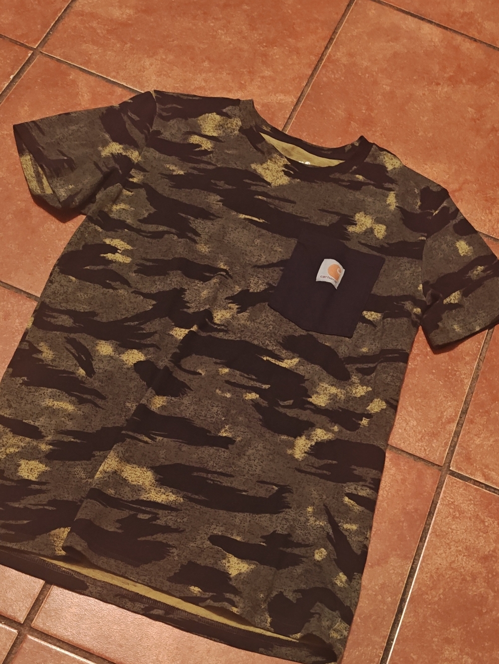 Carhartt Kids Camo Pocket Tee - Olive, Black & Yellow